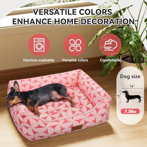 Zerbuger 25in Pink Pattern Rectangle Cat Dog Bed Machine Washable Sofa