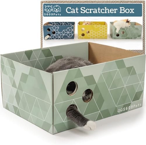 No-Mess Cardboard Cat Scratcher Box - Refillable Double-Sided Scratch Pad
