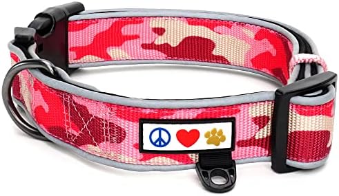 Pawtitas Camo Pink/Black Padded Dog Collar, Large