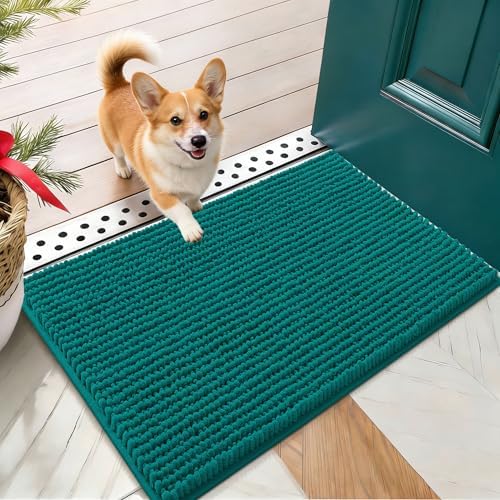 OLANLY Dog Door Mat for Muddy Paws 24x16, Extra Absorbent Chenille Mud Mat