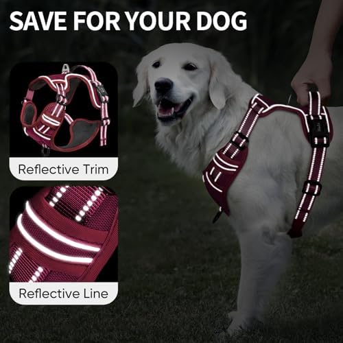 HEELE Dog Harness for Small Dogs No Pull Dog Vest Harness for Small Dog with Soft Padded Handle Reflective for Outdoor Training, Burgundy Red, S