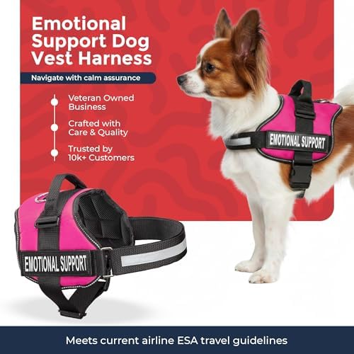 Industrial Puppy Emotional Support Vest Harness, XXS 13.5-17 in, Pink