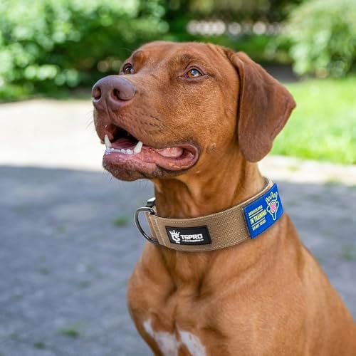 TSPRO Tactical Dog Collar, Heavy Duty Quick Release Metal Buckle and Patch