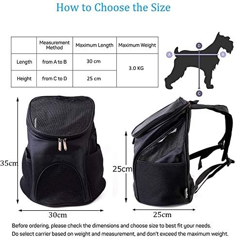 ESUPPORT Dog Carrier Backpack, Pets Bag Carrier Pet Outdoor Backpack Holds Dogs up to 3 kg, Dog Travel Bag with Mesh Window for Walking Hiking Bike Camping Outdoor and Motorcycle