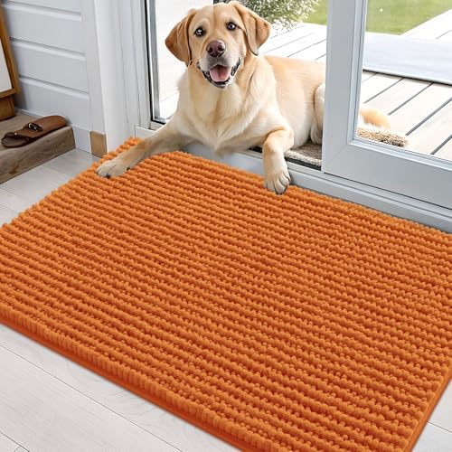 OLANLY Dog Door Mat for Muddy Paws 36x24, Extra Absorbent Chenille Mud Mat