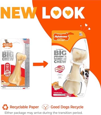 Nylabone Power Chew Butcher Bone Dog Chew Toy, Chicken Flavor, XX-Large