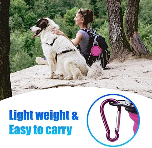Dog Bowl Pet Collapsible Bowls, 2 Pack Collapsible Dog Water Bowls for Cats Dogs, Portable Pet Feeding Watering Dish for Walking Parking Traveling with 2 Carabiners (Small, Pink+Purple)