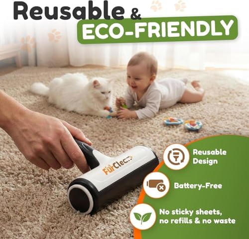 Pet Hair Removal Roller - Electrostatic Absorption Reusable Lint Rollers for Pet Hair - Cleaning Tool for Furniture, Couch and Carpet - Large Storage Compartment with Easy Disposal
