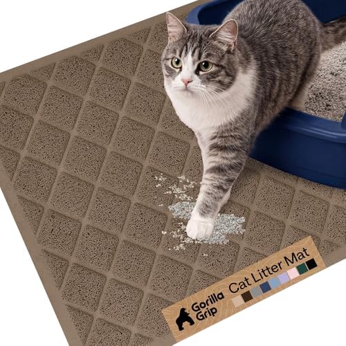 GORILLA GRIP Cat Litter Box Mat, Coiled Mesh Trapping Mats, 24x17 Brown