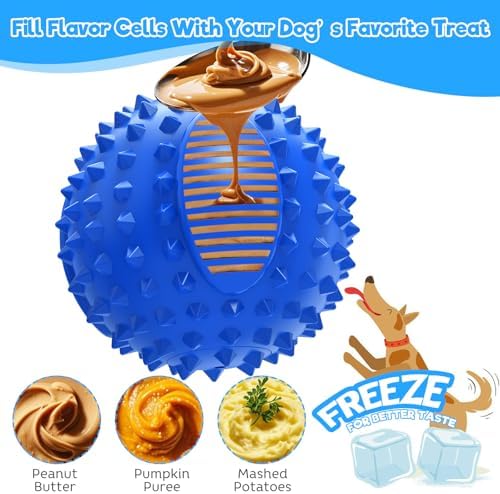petizer 3" Squeaky Dog Balls for Aggressive Chewers, Durable Interactive Spiky Ball for Teething, Indestructible Rubber Dog Chew Toys, Tough Pet Toys for Small, Medium & Large Breeds