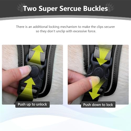 Upgraded Dog Harness with AirTag Holder, Escape Proof Adjustable Vest for Large Dog Outdoor Walking, Soft Breathable Jacket with Reflective Strips for Dark Night