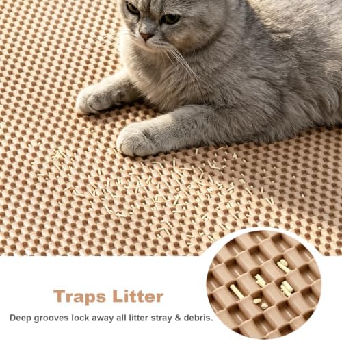 Cat Litter Mat, 40" x 28" Trap Mat for Litter Box, Cut‑to‑Fit for Any Space