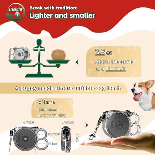 10 ft Retractable Dog Leash for Tiny & Small Dogs, Puppies, Cats