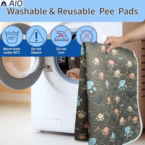 AIO Pet Urine pad Washable Pee Pads for Dogs Anti-Slip Waterproof 2-Pack Reusable Puppy Pads for Potty Training Heavy Absorbency Prevent Leakage Reusable Training Dog Pads 27.6*39.37inch Brown Claws