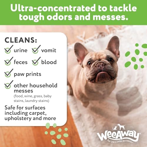 Wee Away® X2 Dog Urine Stain & Odor Remover - Double Strength Enzyme Spot Cleaner for Dog Pee, Marking & Odor Removal, Carpet, Furniture & Bedding, Non-Toxic, 16 oz