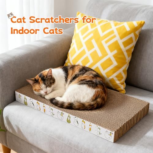 PatiencET Cat Scratching Board 4 Pack, Cardboard Cat Scratcher with Catnips