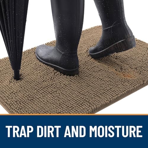 OLANLY Dog Door Mat for Muddy Paws 44x32, Super Absorbent Chenille Mud Mat