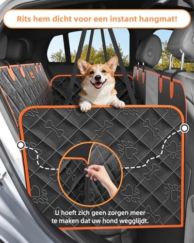 Dog Car Seat Cover 100% Waterproof Scratchproof Dog Hammock 600D for Car Back Seat Nonslip with Mesh Window Car Seat Protector for Dogs Pets Universal Fits for Most Cars Trucks SUV