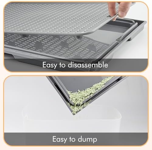 2Pack Cat Litter Box Step, Litter Catcher, Expandable Interlock Litter Mat, Washable Easy Clean, Waterproof & Urine Proof, Dark Grey