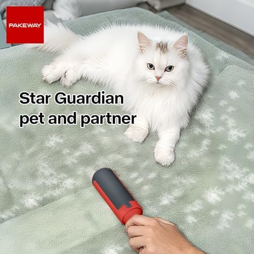 PAKEWAY 2 Pack Pet Hair Remover for Couch & Carpet, Reusable Lint Roller with Self-Cleaning Base, Dog & Cat Fur Remover, Portable Hair Removal Tool