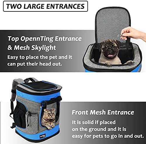 Solaris Adjustable Pet Carrier Backpack for Dogs and Cats, Puppies, Portable Cat Carrier Backpack with Bottle Pocket, Two Mesh Window for Breath