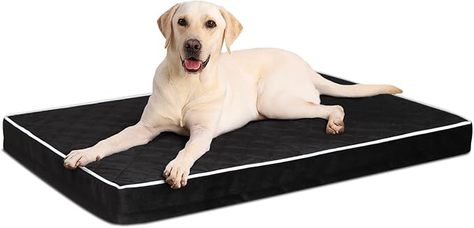 NUPIDA Orthopedic XL Dog Beds Large Sized Dog Waterproof Pet Kennel Pad with Removable Washable Cover and Non-Slip Bottom, 41x27 Inch, Black
