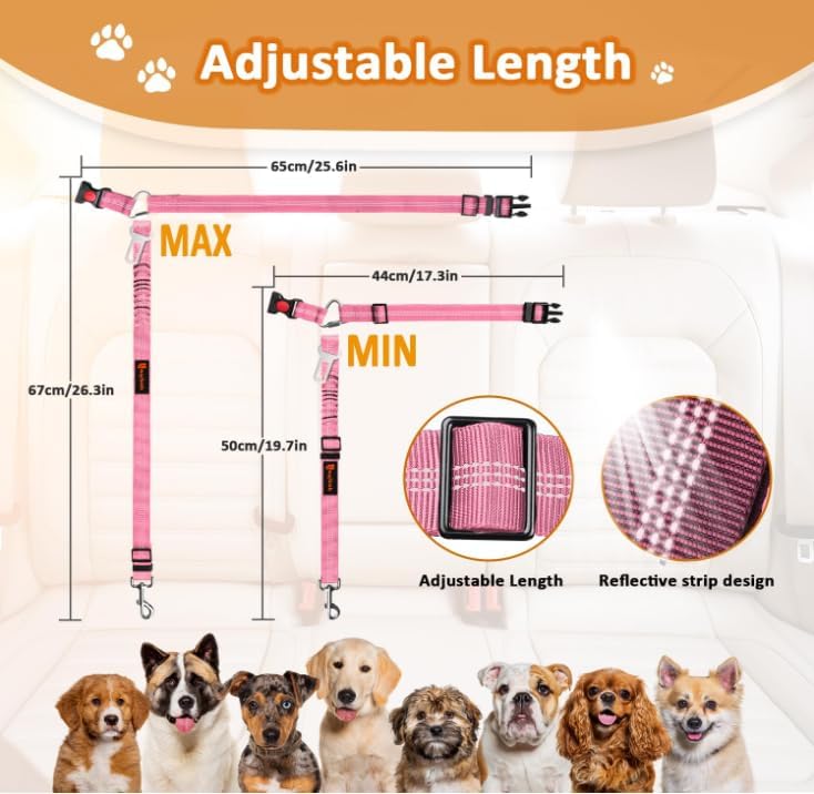 Laqibak Removable Dog Seat Belt Harness for Car, 3 in 1 Pet Seatbelt Leash