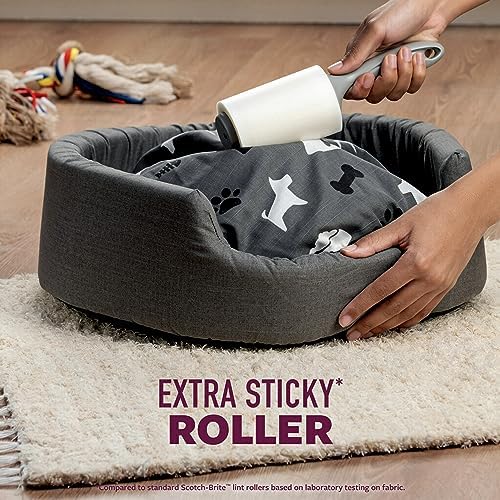 Scotch-Brite Pet Hair Pickup Extra Sticky Lint Roller, 50% Stickier, Fur & Fluff Remover for Clothes, Couches, Dog Beds & Car Seats, 4 in x 22.5 ft, 2 Pack, 96 Sheets