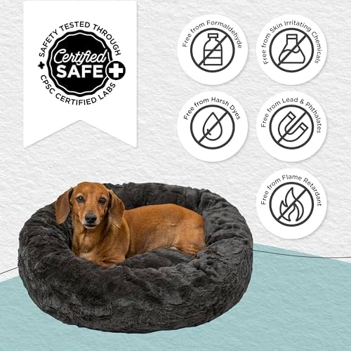 Best Friends by Sheri Original Calming Donut Dog Bed, Mink Dark Gray, 23"