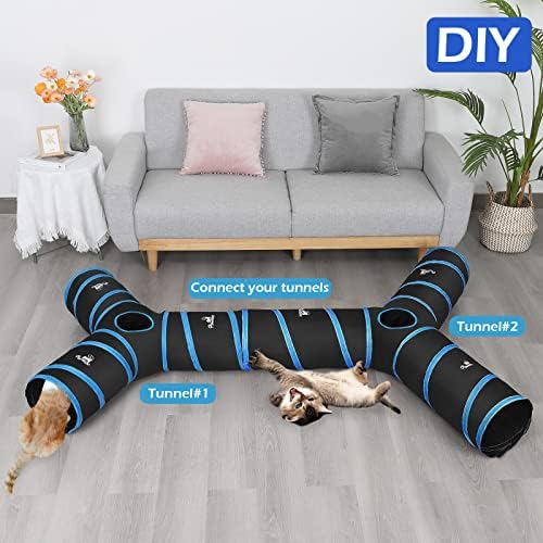Pawaboo Cat Tunnel, Cat Tunnels for Indoor Cats, 3-Way Foldable Cats Tube