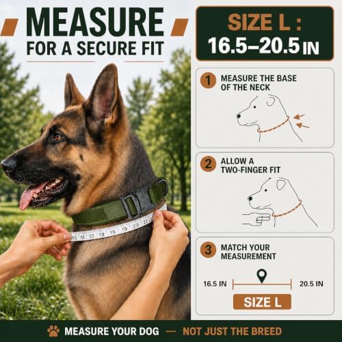 Tactical Dog Collar with Handle, Heavy Duty for Large Dogs