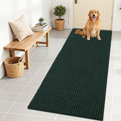 OLANLY Dog Door Mat for Muddy Paws 70x24, Extra Absorbent Chenille Mud Mat
