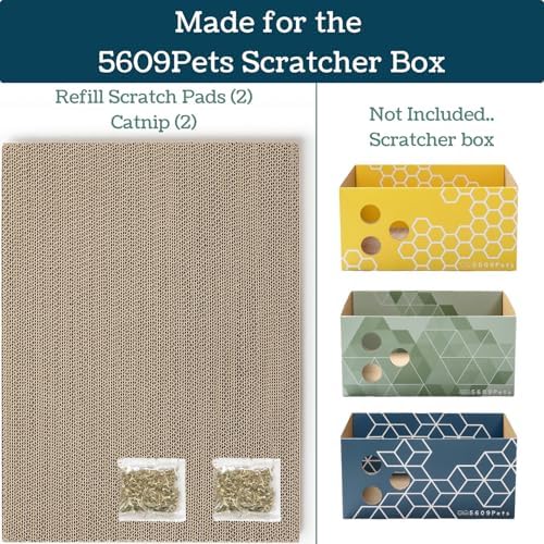 Refill Pads for No-Mess Cat Scratcher Box - 2 Double-Sided Replacement Pads