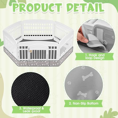 Marsui Dog Playpen Bottom Pad Fits for 36inch W and 24inch H 6 Panels Exercise Pet Dog Mat Puppy Crate Pad Reusable Washable Pet Training Pee Mat Hoop and Loop Design, Playpen Not Included (Gray)