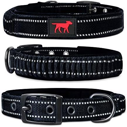 Tuff Pupper Heavy Duty Dog Collar with Handle | Ballistic Nylon Heavy Duty Collar | Padded Reflective Dog Collar with Adjustable Stainless Steel Hardware | Convenient Sizing for All Breeds