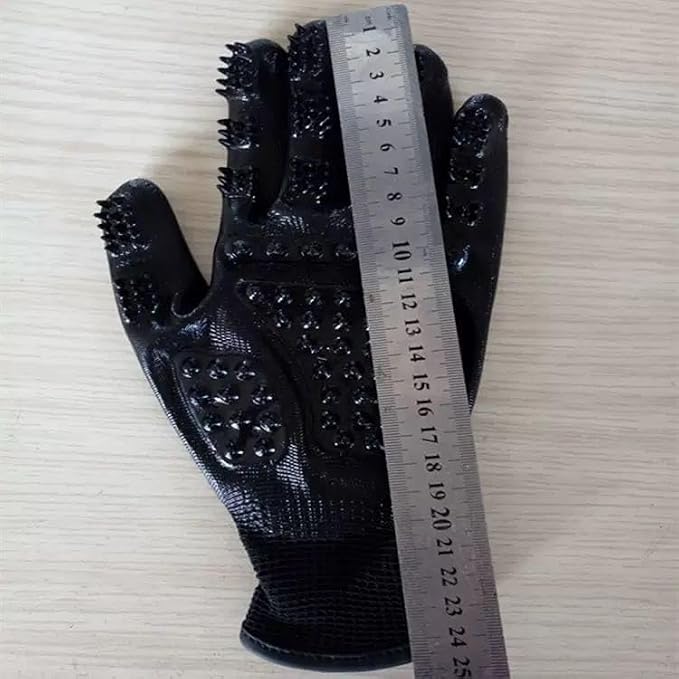 Pet Grooming Gloves for Dogs Cats Horses - Gentle Silicone Deshedding Brush Mitt - Hair Remover Tool for Bathing Massage - 1 Pair Black