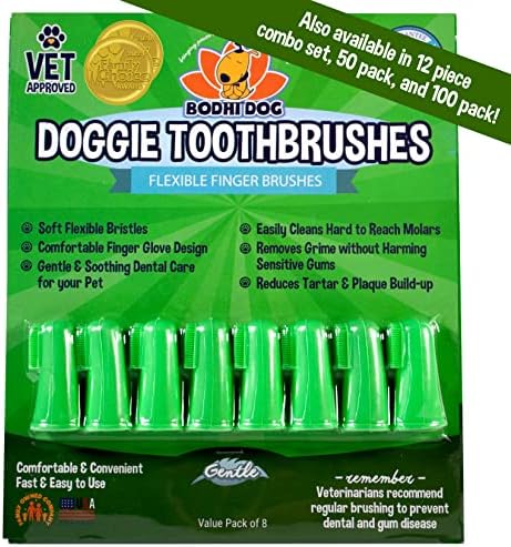 Bodhi Dog Finger Toothbrush for Dogs & Cats - Puppy Toothbrush with Soft Flexible Silicone Bristles, Gentle for Sensitive Gums, Promotes Healthy Teeth & Gums, Easy Teeth Cleaning Tool (8 Count)