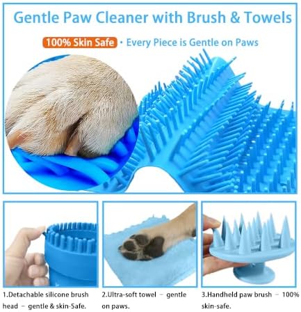Dog Paw Cleaner Cup with Detachable Top Brush for Small-Medium Dogs