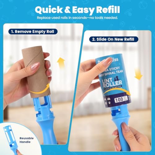 Extra Sticky Lint Roller for Pet Hair, 800 Sheets with 2 Handles