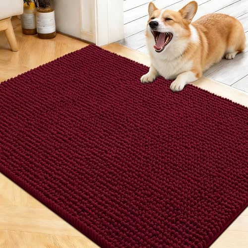 OLANLY Dog Door Mat for Muddy Paws 40x32, Extra Absorbent Chenille Mud Mat