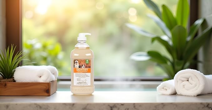 SENTRY Oatmeal Flea and Tick Shampoo for Dogs, Rid Your Dog of Fleas, Ticks, and Other Pests, Hawaii Ginger Scent, 63.5 oz | Ideal for Dogs with Sensitive Skin; Kills Fleas & Ticks for 10 Days; for dogs 12 weeks+; Family-Size 64 oz Bottle