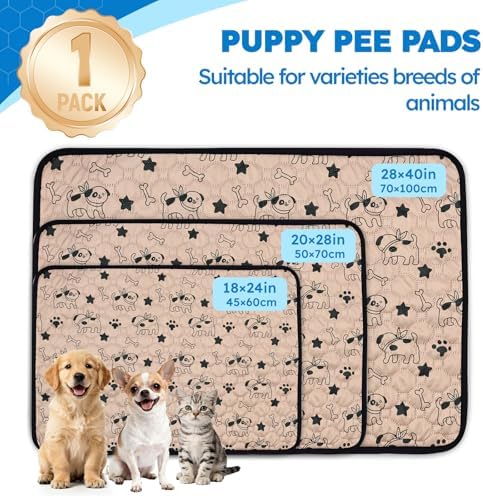 Washable Pee Pads for Dogs, Reusable Puppy Pads, Absorbent & Leakproof Potty Pads for Dogs and Cats, Non-Slip Pet Training Pads for Whelping Playpen Crate, Coffee 28"x40"