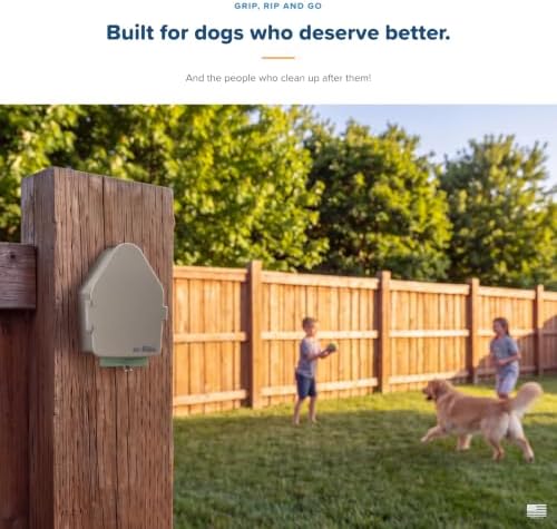 Indoor/Outdoor Dog Poop Bag Dispenser Wall Mount (Khaki), Includes 3 Sample Rolls of Waste Bags, Easy Setup Dog Poop Station