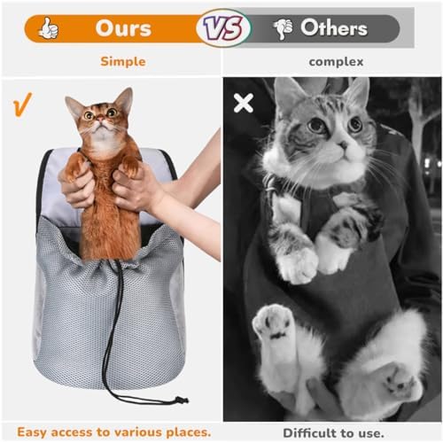 Dog Front Carrier Backpack,Ventilated Mesh Puppy Back Pack with Safety Belt,Adjustable Breathable Pet Carrier for Small Dogs Cats,Lightweight Doggy Backpack for Hiking Cycling Outdoor