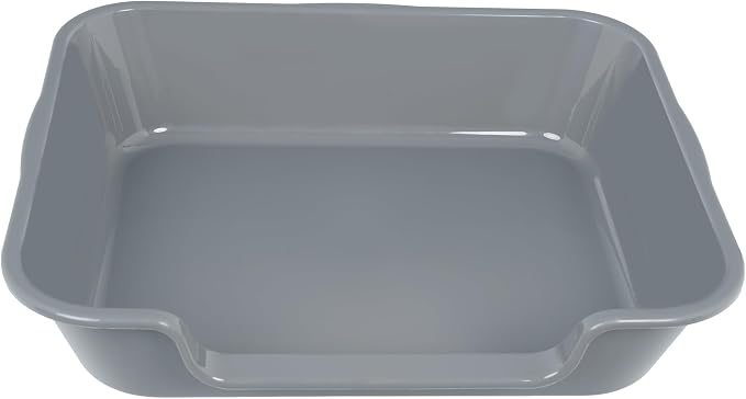 2 Pack of Extra Large Cat Litter Box (ABS Material), Low Entry Senior Litter Pen for Geriatric Kitty Big Cats, Jumbo Pet Safe Litter Boxes Tray for Indoor Pets Potty (Gray, 24" L x 20" W)
