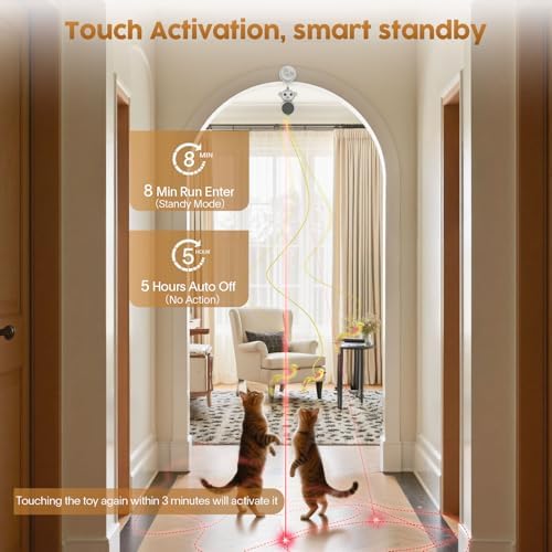 Interactive Cat Toys for Indoor Cats: 2-in-1 Laser Pointer Cat Toy with Automatic Flying Bird & Mouse Wand, Adjustable Speed USB Rechargeable Doorway Hanging Toy for Bored Kittens and Adult Cats