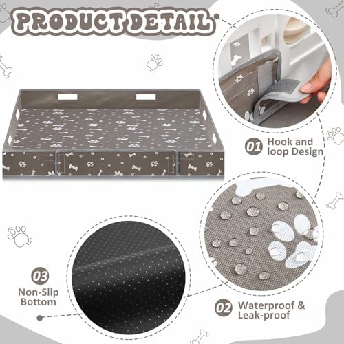 Marsui Dog Playpen Bottom Pad, Grey, Dog Paw Bone Print