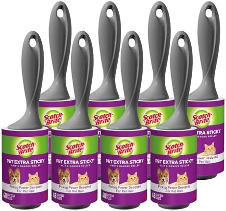 Scotch-Brite Pet Extra Sticky Lint Rollers 48 Sheets Per Roller (Pack of 8)