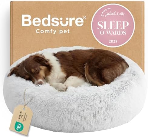 Bedsure Calming Dog Beds Large Sized Dog Donut Washable Pet Bed,36ins