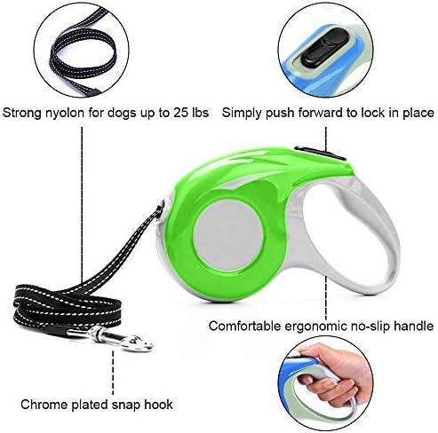 Security Retractable Dog LEASH 2019 16' Automatic Extendable Traction Rope For Small Medium Big Dogs（Green)